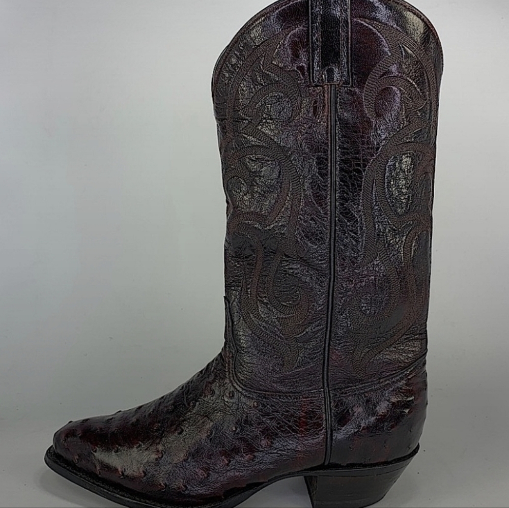 Black Ostrich  Western Cowboy Boots 8.5B